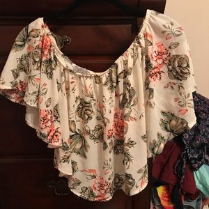 floral off the shoulder crop top